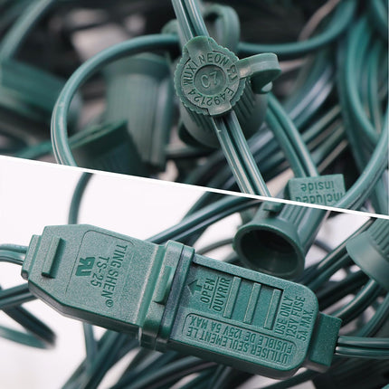 50FT C7 Light String Christmas Stringer, E12 Christmas Light Sockets 12" Spacing, C7 Stringer Set Green Outdoor String Light for Wedding Patio Event Lighting Decor, Green Wire