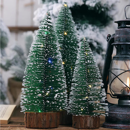 Frcctre 5 Pack Mini Christmas Tree, Artificial Mini Decorative Xmas Tree Miniature Pine Tree with Snow, Desktop Small Pine Tree with Wood Base for Christmas Holiday Party Home Tabletop Decoration