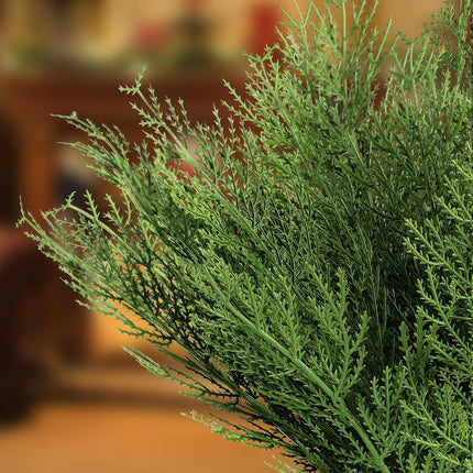 Hananona 40 Pcs Artificial Pine Sprigs Faux Greenery Stems Pine Picks Plastic Christmas Decor - DIY Holiday Accessories (40, Green)