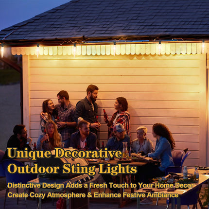 100FT Christmas Icicle Outdoor String Lights, Waterproof Xmas Lights for Outside, Shatterproof Patio Light with 52 Bulbs, Dimmable LED Lights String, Linkable Hanging Lights for Christmas Party Yard