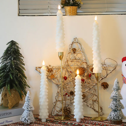 4 Pcs Flameless Candles with Remote, Christmas Tree Candles, Battery Operated Candlestick, Flickering LED Christmas Window Candles Real Wax Taper Candlesticks White