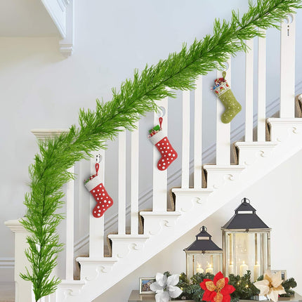 6 Feet Christmas Garland, Natural Touch Garland Artificial Pine Greenery Garland for Indoor Outdoor Home Fireplace Staircase Christmas Decorations