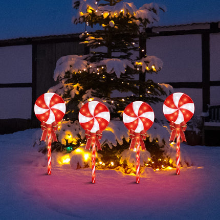 4PK 26" 160LED Lollipops Peppermint Pathway Markers Christmas Lollipops Pathway (26" 160 LED 4 Pcs)