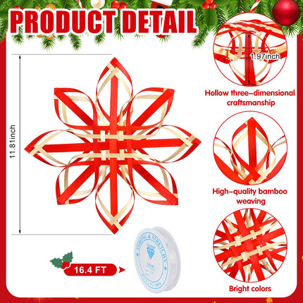 RattanView Christmas SnowflakeTree Topper Decoration 11.81'' Swedish Tree Topper Scandinavian Star Bamboo Advent Tree Topper Handwoven Nordi Tree Star Ornament for Christmas Tree Hanging Decor
