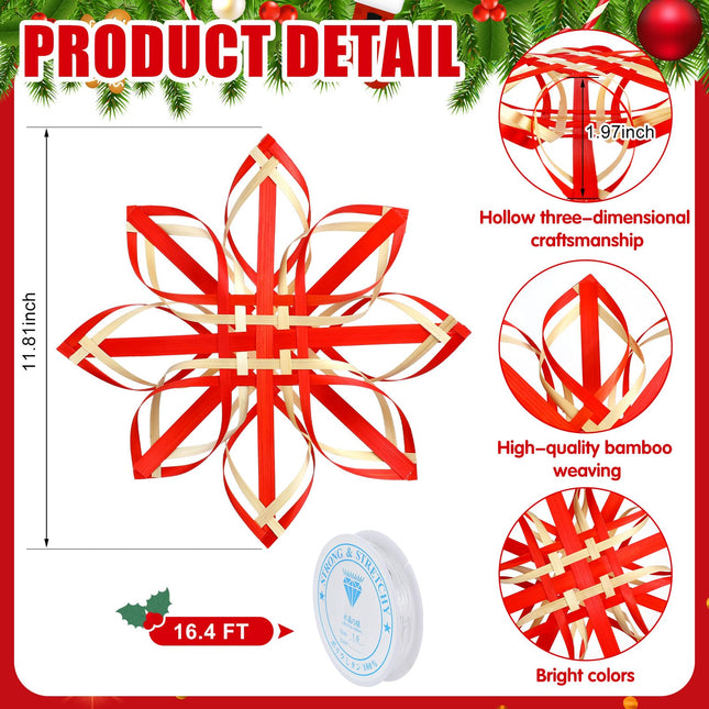 RattanView Christmas SnowflakeTree Topper Decoration 11.81'' Swedish Tree Topper Scandinavian Star Bamboo Advent Tree Topper Handwoven Nordi Tree Star Ornament for Christmas Tree Hanging Decor