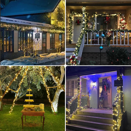 2-Pack Solar String Lights Outdoor, Total 240 LED Extra-Bright Solar Christmas Lights, Waterproof 8 Modes Solar Lights for Outside Christmas Decorations Tree Yard Garden Patio Wedding(Warm White)