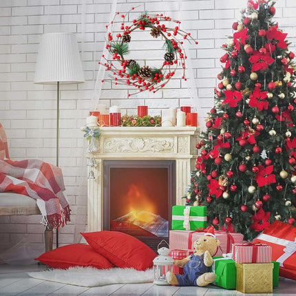 12 inch Artificial Christmas Wreath, Farmhouse Handmade Rattan Small Christmas Door Hanging with Red Berry, Pine Cones for Indoor Outdoor DIY Christmas Decoration Wall, Candle Tabletop Ornament