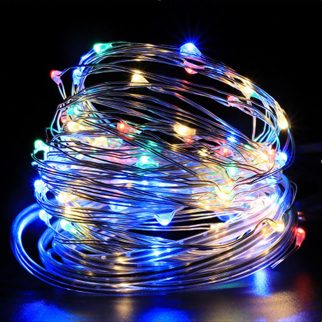 Fairy Lights 33 ft 100 LED USB Twinkle String Lights Plug in Silver Wire Lights with Remote and Timer 8 Modes Outdoor Waterproof Starry Lights DIY Party Wedding Christmas Decoration（Multicolor）