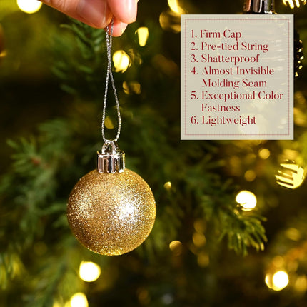 Valery Madelyn 1.57 Inches Small Christmas Tree Decorations Ornament Set for Fall Halloween, 24ct Bronze Copper Gold Shatterproof Christmas Ball Ornaments Bulk, Hanging Decor for Xmas Holiday Party