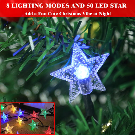 Solar Christmas Tree Lights,30inch Solar Christmas Path Lights with Star Topper,2 Pack Outdoor Christmas Tree Solar Garden Lights with Decors and Star for Garden Pathway Cemetery Decor
