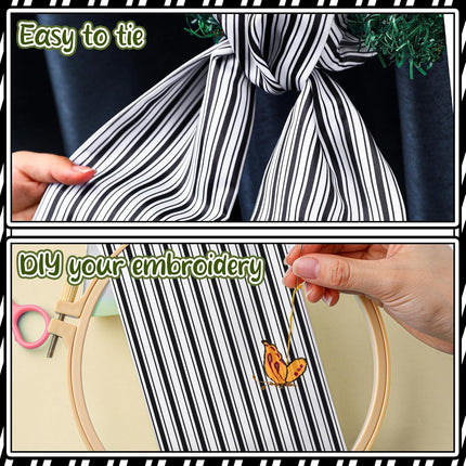 2 Pcs Christmas Wreath Sash for Front Door Chinoiserie Patriotic Wreath Sash Wreath Accessories for Embroidery Monogram Outdoor Indoor Party Yard Doorway 4.5" W x 56" L(Stripe)