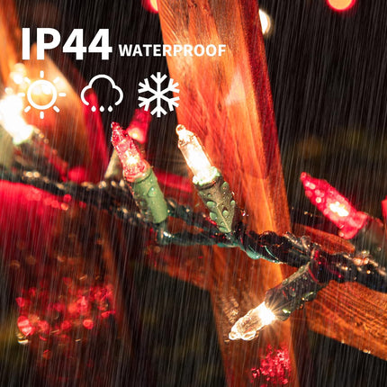 Super-Bright Extendable Red Christmas Lights Decoration 100Lights 19.6ft UL Mini Bulb String Lights for Outdoor Christmas Tree Garden Party Patio Wedding Garland Decor(Red+Clear)