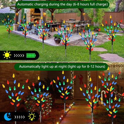 d 6 Packs 120 LED C6 Solar Christmas Lights, Outdoor Christmas Decorations Yard Lights, 8 Modes Waterproof Christmas Pathway Lights for Christmas Decorations Outdoor Yard Patio Cemetery Grave