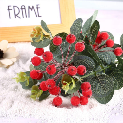 Tatuo 400 Pieces Artificial Frosted Holly Berries Fake 12 mm Mini Christmas Fruit Berry Flower Decor (Red and Dark Red)