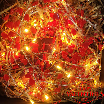 Christmas Valentines Day Heart Lights, 14Ft 40 LED Valentine Christmas Garland with Lights with Timer, Heart Bead Lights Battery Powered Valentines Day Decoration Lights for Home Bedroom Xmas Decor