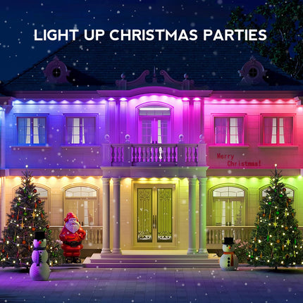 Permanent Outdoor Lights for House 100ft Smart ICRGB Outside LED Eaves Lights, IP67 Waterproof Eaves Lights for Christmas Halloween Holiday Decorations, Work with Alexa, Google Assistant