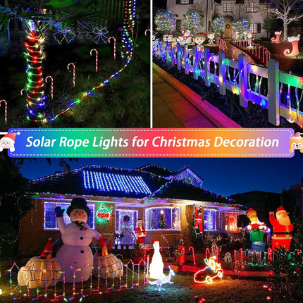2 Pack Solar Rope Lights Outdoor Waterproof,200 LED 33ft Garden Lights with 8 Modes, Waterproof Led Rope Lights for Christmas Xmas Bedroom Patio Garden Yard Tree Wedding Trampoline and Holiday Decor