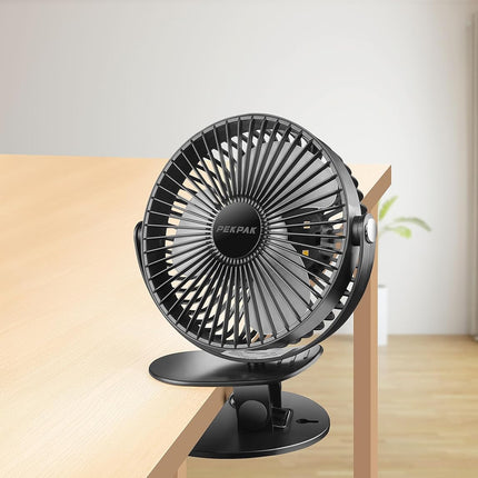 7 Clip On Fan,5000Mah Battery Operated Fan,Rechargeable Personal Fan,3 In 1 Desk Portable Usb Fan,Led Light,3 Speeds,720°Rotation