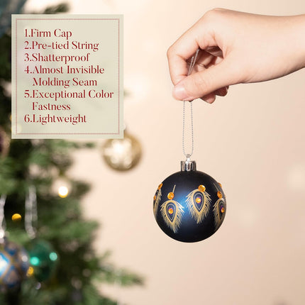 Valery Madelyn Christmas Ball Ornaments, 16ct Peacock Blue Purple Green Shatterproof Christmas Tree Decorations Set, 2.36 Inch Decorative Hanging Ornament Bulk for Xmas Holiday Party Decor