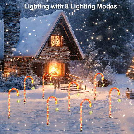 Solar Candy Cane Lights Christmas, 12pcs Christmas Candy Cane Outdoor Pathway Lights, 20" Candy Canes Outdoor Decorations with Hanging Star,Candy Cane Lights for Garden/Lawn/Tree/Pathway/Patio