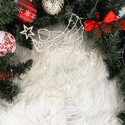 Angel Tree Topper with Lights, 11" Christmas Tree Topper Angel, Metal Christmas Tree Angel Topper Lighted, Battery Operated Angel Christmas Tree Topper, Tree Toppers Christmas Decorations