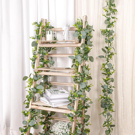 2 Pcs Eucalyptus Garland,5.9 FT Artificial Greenery Garland Fake Vines Eucalyptus Garland for Wedding Centerpiece Table Party Indoor Outdoor Wall Decor