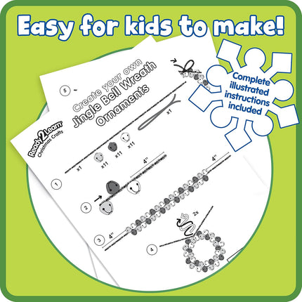 READY 2 LEARN Christmas Crafts - Create Your Own Jingle Bell Wreath Ornaments - Set of 4 - DIY Ornaments for Kids - Christmas Tree Decoration - All Materials Included