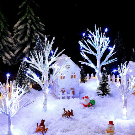 Jetec 5 Pcs Christmas Village Trees with LED Light Christmas Village Accessories White Christmas Tree Artificial Xmas Mini Bare Branch Tree for Winter Christmas Decoration 5.9 Inch 7.9 Inch(Modern)