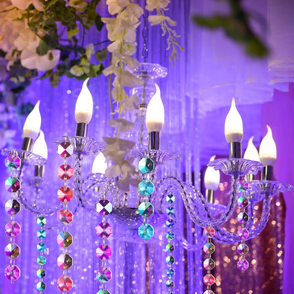 99 ft Crystal Christmas Garlands Glass Bead Strands for Christmas Tree Decoration Iridescent Clear Acrylic Diamond Hanging Chandelier Chain Xmas Ornament String for Holiday Wedding Party