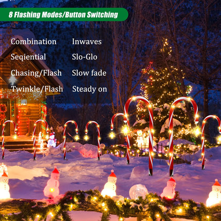 12 Pack Outdoor Christmas Decorations Solar Christmas Candy Cane Lights Solar Christmas Pathway Lights Outdoor Waterproof with Star & Bright LED 8 Modes Xmas Decorations for Outside Yard Garden