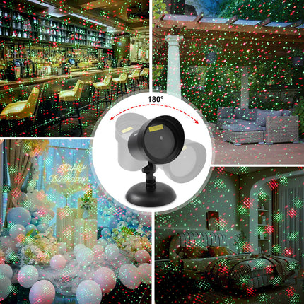 Christmas Motion Laser Projector Light Outdoor for Seasonal Decorative Lighting Show, as Seen on TV Xmas Light Landscape for House Garden, Red & Green Stars Dots Dynamic Keeping Moving Change Pattern