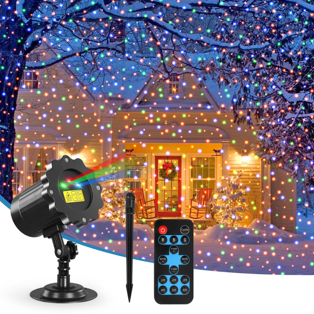 Laser Christmas Lights,Laser Projector Outdoor,3 Colors Moving Starry Lights Show with Remote Control,Holiday Decorations Outside with 16.5ft Cord,IP65 Waterproof-for Halloween/Garden/Party