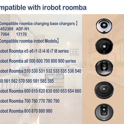 Roomba Charger Base, Dentsing Roomba Charger, Roomba Charging Dock, Compatible With Roomba Docking Station Roomba E5 E6 I1 I3 I4 I6 I7 I8 500 600 700 800 900 Series Robots 17064 17170 4452369 Adfn1