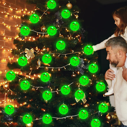 20 LED 10 Ft Grinech Christmas Lights,Battery Operated Christmas String Lights,Green Monster Christmas Decorations for Tree Home Garden Indoor Outdoor Decor,Home Party Favors