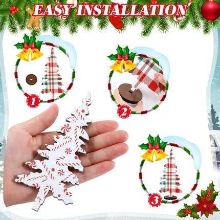 BBTO 5 Pcs Christmas Decorations Wooden Christmas Tree Table Decor Rustic Decorative standing Christmas Tree Centerpiece Xmas Winter Tiered Tray Decor for Home Shelf