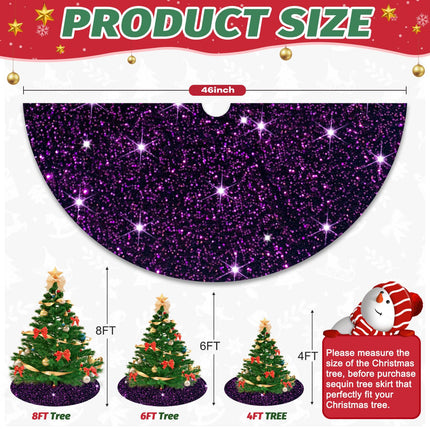 Purple Tree Skirt 46 Inches Sequin Christmas Tree Skirt Collar Velvet Xmas Tree Skirts Large Outdoor Tree Skirt Cover Metallic Tree Mat for 8FT Trees Glitter Tree Skirt Christmas Decorations