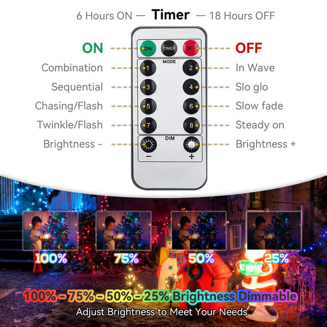 Battery String Lights Outdoor 33Ft 100 LED Fairy Lights for Indoor Outdoor Waterproof with Remote Timer 8Modes Battery Operated Christmas Lights for Outside Party Garden Christmas Tree Décor