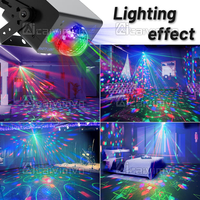 Disco Ball Light Party Lights, LED Sound Activated DJ Disco Light Stage Lights with Remote Control Strobe Lights for Parties Bar Birthday Indoor Room Decorations Christmas Halloween Club Wedding