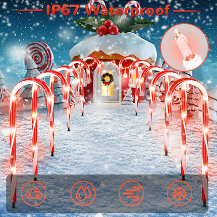 Christmas Candy Cane Pathway Makers Lights, 10 inch Set of 10 Candy Canes Lights Outdoor, Candy Cane Lights Christmas Decorations Outdoor