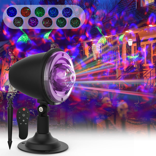 Outdoor Halloween Christmas Lights Projector,2 in 1 Water Wave Laser Aurora Holiday Spotlight with Remote Control,Waterproof LED Landscape Light for Wedding Party Garden Landscape Wall Tree Decoration