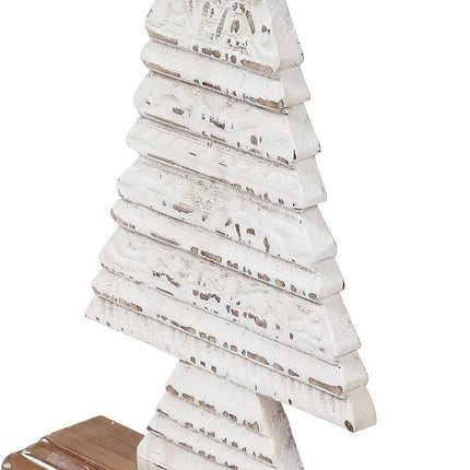 Rustic Mini Wooden Christmas Tree for Tabletop 8.7 inch, Handmade Distressed White My First Christmas Tree, Farmhouse Noel Christmas Decor, Winter Decor for Party Kitchen Halloween