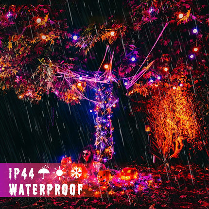 JMEXSUSS 250 LED Orange and Purple Halloween Lights: 11 Modes Halloween String Lights Outdoor Waterproof with Remote Control - 91.5ft Orange Purple Lights for Garden Patio Holiday Party