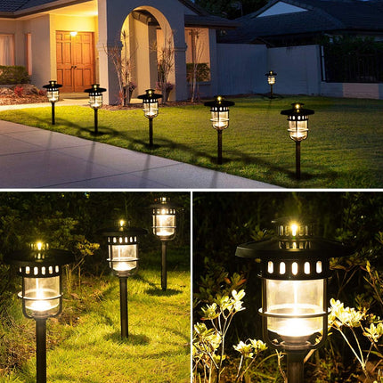 Solpex 6 Pack Solar Path Lights Outdoor, Glass And Bronze Finished, High Lumen Output 2 Bright Leds Light, Waterproof Automatic