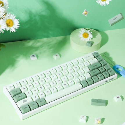 BOYI WK68 Matcha Green Mechanical Keyboard,65% Hot Swap Bluetooth 5.0/2.4G/Wired Type-C Tri-Mode RGB Gaming Keyboard,PBT Sublimation XDA Keycaps Wireless Keyboard for Mac/Win(Gateron Yellow Switch)