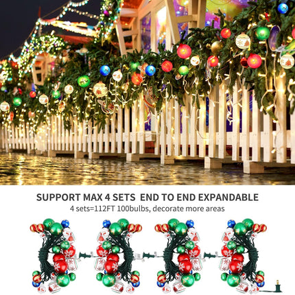 Christmas Ball Ornament Lights,28ft 25 Bulbs Christmas Tree Lights, Indoor Christmas String Lights,Plug in Expandable Wire Lights for Christmas Holiday Party