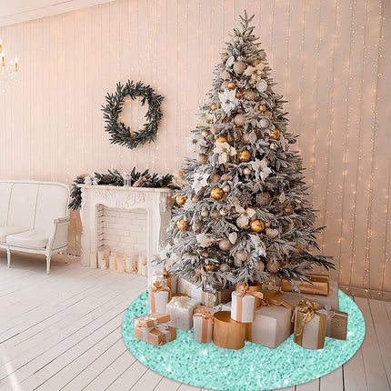 MODFUNS Mint Green Christmas Tree Skirt 36 Inch Glitter Sequins Xmas Tree Mat Sequin Velvet Tree Skirts for Artificial Trees Rustic Round Sparkly Tree Cover Skirt Holiday Christmas Tree Decoration