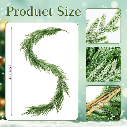 6.5ft Christmas Garland Decoration Christmas Norfolk Pine Garland Artificial Frosted Norfolk Pine Garland for Christmas Holiday Table Fireplace Wall Home Decor