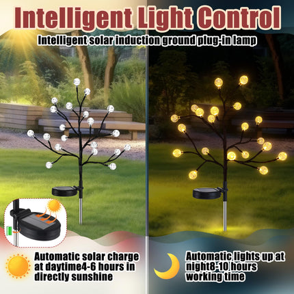 4 Pcs Outdoor Christmas Pathway Lights Decor Solar Christmas Stake Light Waterproof Christmas Outside Lights Crystal Globe Lights for Path Patio Garden Party Decor(Warm White)