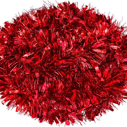 Gejoy 32.8 Feet Christmas Tinsel Garland Metallic Tinsel Garland Glittering Hanging Decoration for Christmas Tree Wreath Wedding Party Supplies (Red)