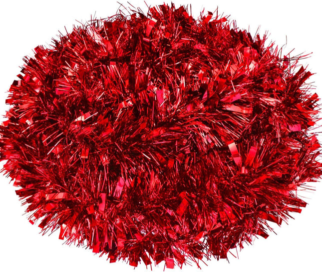 Gejoy 32.8 Feet Christmas Tinsel Garland Metallic Tinsel Garland Glittering Hanging Decoration for Christmas Tree Wreath Wedding Party Supplies (Red)